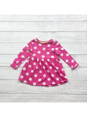 Tu Pink Polka Dot Long Sleeve Baby Dress Cotton Blend 12-18 Months
